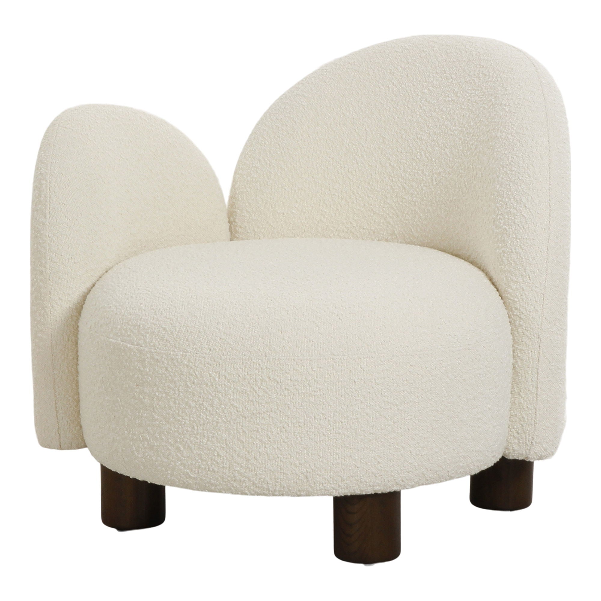 Honolulu - Loungesessel, Bouclé, rund, linksseitig, weiß, 74 × 82 × 73 cm